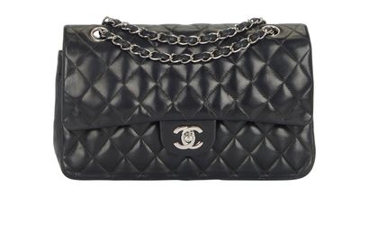 Medium Double Flap, &pound;4,100, Handbags, Black, Lambskin Leather, Front view